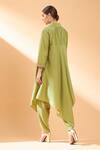 Shop_Aakaar_Green Cotton Silk Sequin And Beads Collared Neck Tunic & Draped Pant Set _at_Aza_Fashions