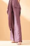 Aakaar_Purple Cotton Silk Embroidery Sequin And Draped Blazer Style Tunic & Pant Set _at_Aza_Fashions