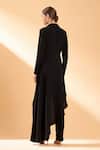 Shop_Aakaar_Black Moss Crepe Embroidery Cutdana And Beads Blazer Style Tunic & Pant Set _at_Aza_Fashions