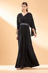Buy Aakaar Black Silk Crepe V Neck Gown at Aza Fashions Buy_Aakaar_Black Silk Crepe V Neck Gown _at_Aza_Fashions
