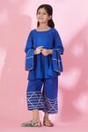 Shop_Banana Bee_Blue Embellished Kurta Set For Girls_Online_at_Aza_Fashions