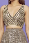 Shop_Neha Mehta Couture_Grey Lucknowi Embroidery Sequin V Neck Lehenga Set _Online_at_Aza_Fashions