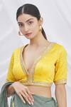 Shop_Arihant Rai Sinha_Yellow Banarasi Brocade Saree Blouse_Online_at_Aza_Fashions