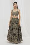 Vandana Sethi_Black Silk Pearls Square Neck Embellished Lehenga Set _at_Aza_Fashions