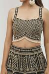 Shop_Vandana Sethi_Black Silk Pearls Square Neck Embellished Lehenga Set _at_Aza_Fashions
