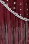 Ariyana Couture_Maroon Net Embroidered Cape Palazzo Set_at_Aza_Fashions
