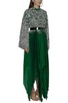 Amit Aggarwal_Green Crepe Asymmetric Printed Dress_Online_at_Aza_Fashions