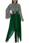 Buy_Amit Aggarwal_Green Crepe Asymmetric Printed Dress_at_Aza_Fashions