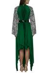 Shop_Amit Aggarwal_Green Crepe Asymmetric Printed Dress_at_Aza_Fashions