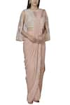 Buy_Rococo_Pink Chiffon Pre-draped Saree Set_Online_at_Aza_Fashions