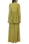 Buy_Astha Narang_Green Chanderi Silk Cotton Round Kurta Sharara Set _Online_at_Aza_Fashions