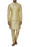 Buy_SOL by Piyush Dedhia_Gold Art Silk Woven Bundi Kurta Set _at_Aza_Fashions
