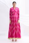 Nachiket Barve_Pink Silk Chanderi Embroidered Anarkali Set  _Online_at_Aza_Fashions