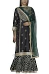 Buy_Aditi Beriwala_Black Dupion Silk Kurta Round Inner V Neck Embroidered Sharara Set  _at_Aza_Fashions