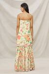 Shop_Gopi Vaid_Yellow Viscose, Soft Chiffon Floral Motifs Scoop Neck Print Kurta Sharara Set _at_Aza_Fashions