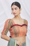 Arihant Rai Sinha_Multi Color Striped Colorblock Saree Blouse _Online_at_Aza_Fashions