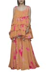 Buy_Akanksha Gajria_Orange Georgette Tie-dye Kurta Sharara Set_at_Aza_Fashions