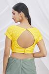 Shop_Arihant Rai Sinha_Yellow Georgette Mirror Embroidered Saree Blouse_at_Aza_Fashions