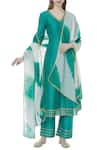 Buy_Khwaab by Sanjana Lakhani_Green Cotton Silk V Neck Kalidar Kurta Set_at_Aza_Fashions