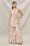 Buy_Gopi Vaid_Ivory Viscose Floral Motifs Sweetheart Neck Bloom Print Kurta And Sharara Set _at_Aza_Fashions
