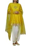 Buy_Ranian_Yellow Silk Blend Round Embellished Kurta Set _at_Aza_Fashions