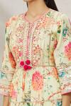 Shop_Gopi Vaid_Yellow Cotton, Viscose Floral Motifs, Gota Printed Tiered Kurta And Palazzo Set _Online_at_Aza_Fashions
