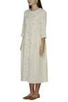 Buy_Ilk_Off White Cotton Slub Embroidered Midi Dress_Online_at_Aza_Fashions