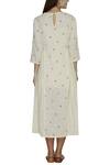 Shop_Ilk_Off White Cotton Slub Embroidered Midi Dress_at_Aza_Fashions