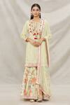 Buy_Gopi Vaid_Yellow Chiffon, Viscose Round Gota Embellished Kurta Sharra Set _Online_at_Aza_Fashions