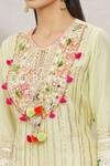 Shop_Gopi Vaid_Yellow Chiffon, Viscose Round Gota Embellished Kurta Sharra Set _Online_at_Aza_Fashions