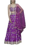 Akanksha Gajria_Purple Raw Silk Embroidered Lehenga Set_Online_at_Aza_Fashions