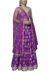 Buy_Akanksha Gajria_Purple Raw Silk Embroidered Lehenga Set_at_Aza_Fashions