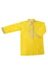 Shop_Mockingbird_Yellow Chanderi , Cotton, Mirrors Work Kurta Set _at_Aza_Fashions