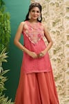 Shop_Alaya Advani_Pink Muslin Silk And Embroidery Floral Round Bodice Kurta Gharara Set _Online_at_Aza_Fashions