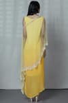 Shop_Aariyana Couture_Yellow Georgette Round Embellished Cape With Dress _at_Aza_Fashions