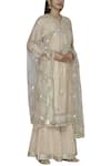 Buy_Aditi Beriwala_Beige Dupion Silk Kurta Round Inner V Neck Embellished Sharara Set  _at_Aza_Fashions