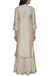 Shop_Aditi Beriwala_Beige Dupion Silk Kurta Round Inner V Neck Embellished Sharara Set  _at_Aza_Fashions