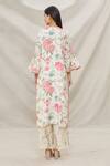 Shop_Gopi Vaid_Ivory Cotton, Viscose Floral Motifs Round Print Kurta And Palazzo Set _at_Aza_Fashions