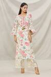 Buy_Gopi Vaid_Ivory Cotton, Viscose Floral Motifs Round Print Kurta And Palazzo Set _Online_at_Aza_Fashions