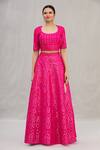ASAL by Abu Sandeep_Pink Viscose Georgette Embroidery Round Lehenga Set _Online_at_Aza_Fashions