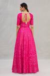 Shop_ASAL by Abu Sandeep_Pink Viscose Georgette Embroidery Round Lehenga Set _at_Aza_Fashions
