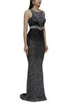 Chisel By Meghna Ramrakhiya_Black Net Round Embellished Gown _Online_at_Aza_Fashions