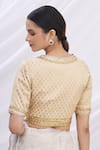 Shop_Arihant Rai Sinha_Beige Banarasi Brocade V Neck Blouse _Online_at_Aza_Fashions