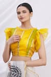 Buy_Arihant Rai Sinha_Yellow Ruffle Organza Blouse_at_Aza_Fashions