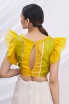 Shop_Arihant Rai Sinha_Yellow Ruffle Organza Blouse_Online_at_Aza_Fashions