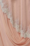 Aariyana Couture_Peach Georgette Round Embellished Cape With Dress _at_Aza_Fashions