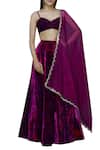 Buy_Akanksha Gajria_Purple Tie-dye Velvet Lehenga Set_at_Aza_Fashions