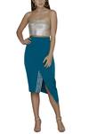 Buy_Amit Aggarwal_Blue Moss Crepe Asymmetric Skirt_at_Aza_Fashions