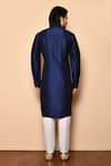 Shop_Arihant Rai Sinha_Blue Cotton, Silk Mandarin Collar Kurta Set _at_Aza_Fashions