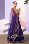 Buy_EASE_Purple Net, Crepe Embroidered Anarkali With Dupatta_at_Aza_Fashions
